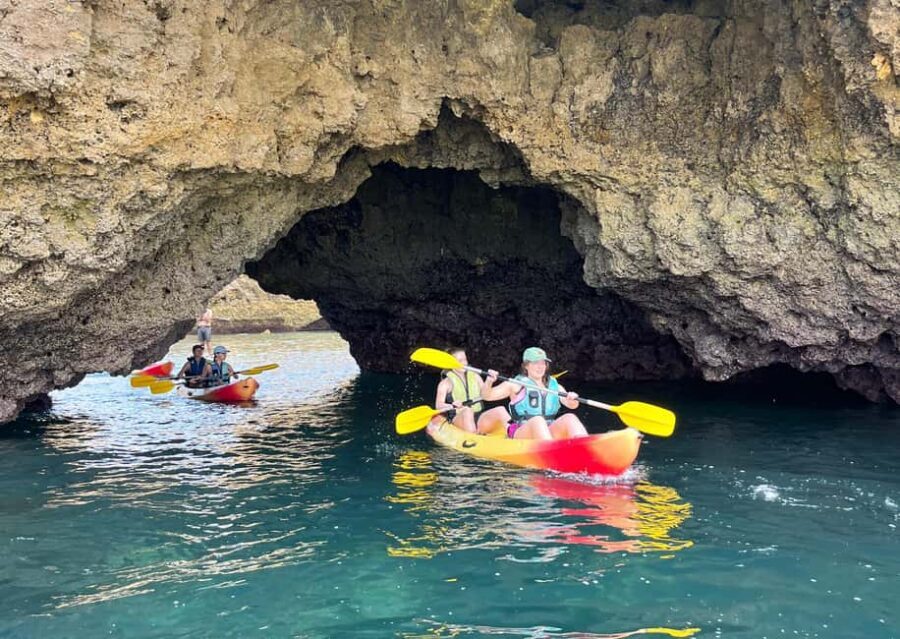 Albufeira: Caves and Cliffs Kayaking Tour - The guided paddle route: Praia da Coelha to Maré das Porcas
