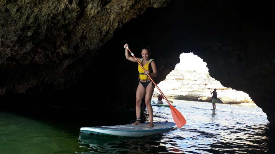 Albufeira: Caves and cliffs Paddleboarding (SUP) Tour - Praia da Coelha start: where to meet and what to expect early