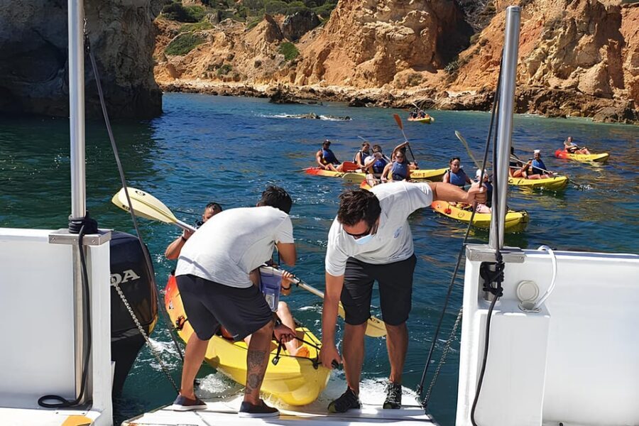 Albufeira Marina: Benagil Cave to Marinha Beach Kayak Tour - Benagil Cave interior rules: what you can do