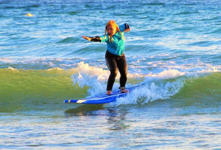 Albufeira: Surfing Lesson at Galé Beach - Catching waves first: learning wave timing without panic