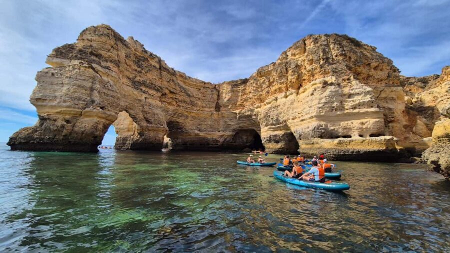 Benagil: Caves, Beaches, and Secret Spots Guided Kayak Tour - Getting set up at O Litoral: gear, dry bags, and real safety briefing