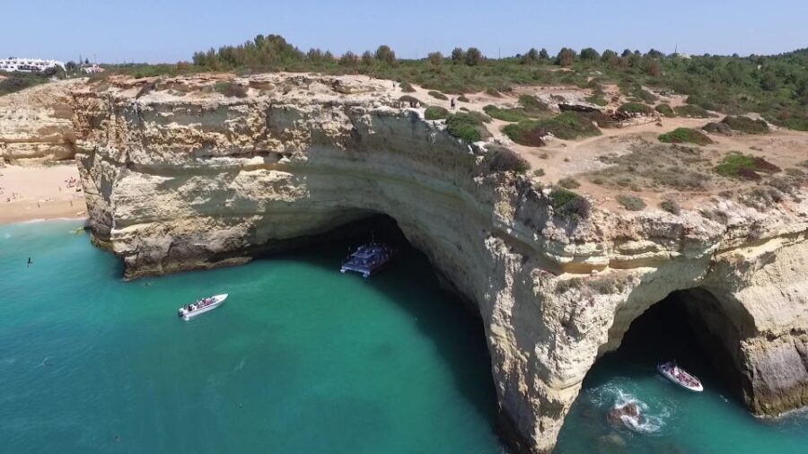 Quarteira: Benagil Cave Guided Catamaran Day Cruise & Drink - Entering Benagil Cave: Photos, Rules, and Real-World Limits