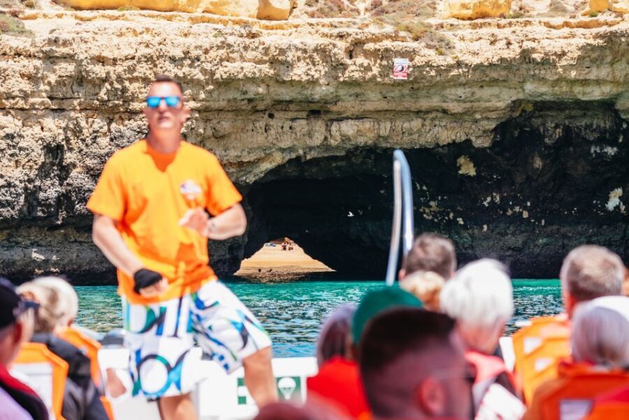 Vilamoura: Benagil Cave Boat Tour with Entry - The coastline route: rock formations and secluded beaches you can name later